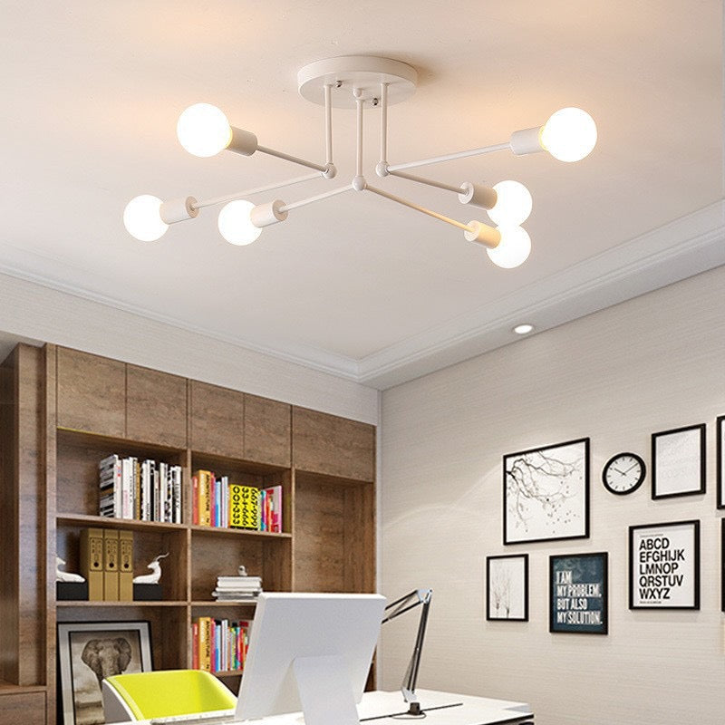 Valentina Linear Industrial Flush Mount Metal Glass Ceiling Light