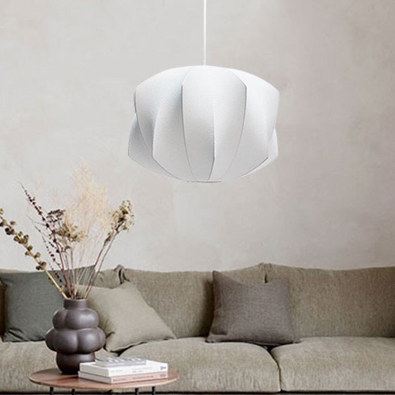 Renée Vintage  Artificial White Silk Shade Single Pendant Light