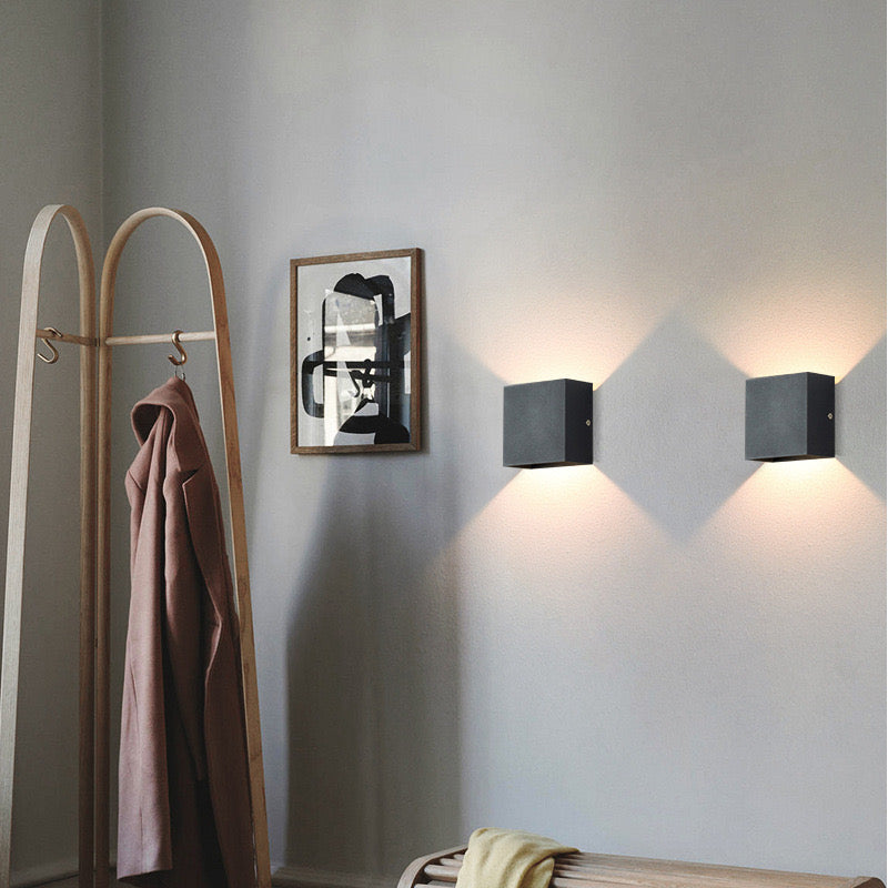 Orr Modern Adjustable Square Outdoor Wall Lamp LED, Black/White