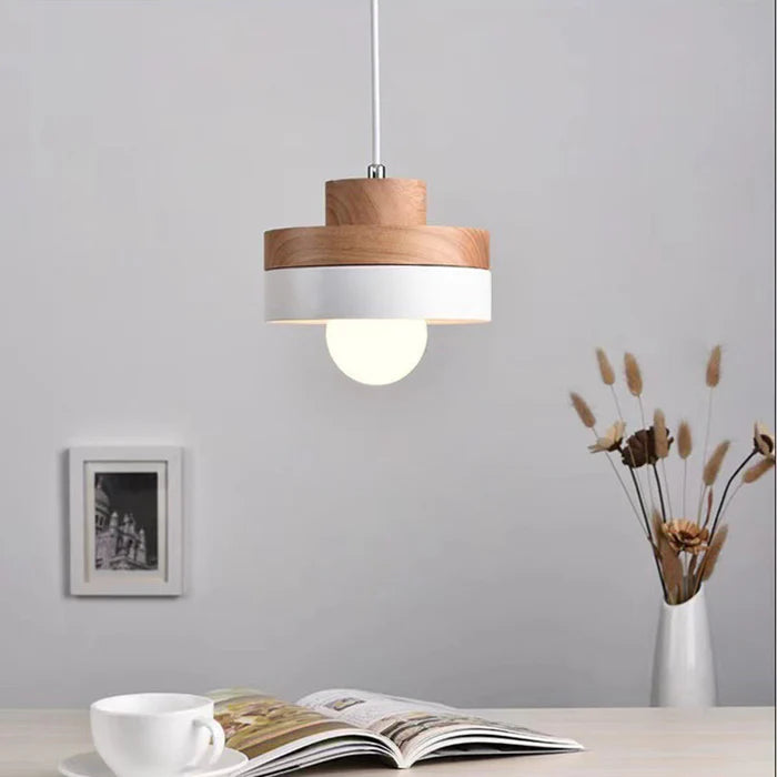 Morandi Minimalist Black & White Wood Geometric Pendant Light