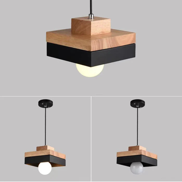 Morandi Minimalist Black & White Wood Geometric Pendant Light