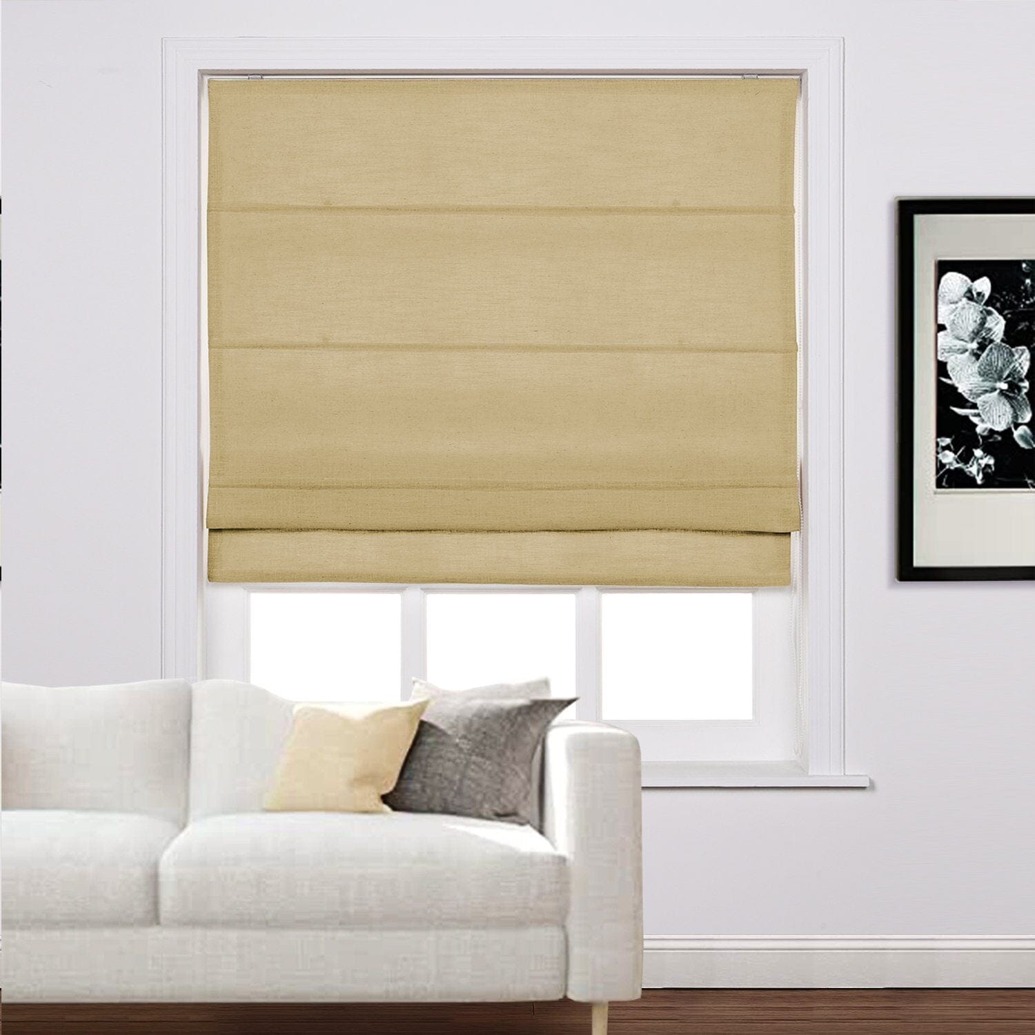 Loomy Polyester Linen Roman Shade Cord Lift