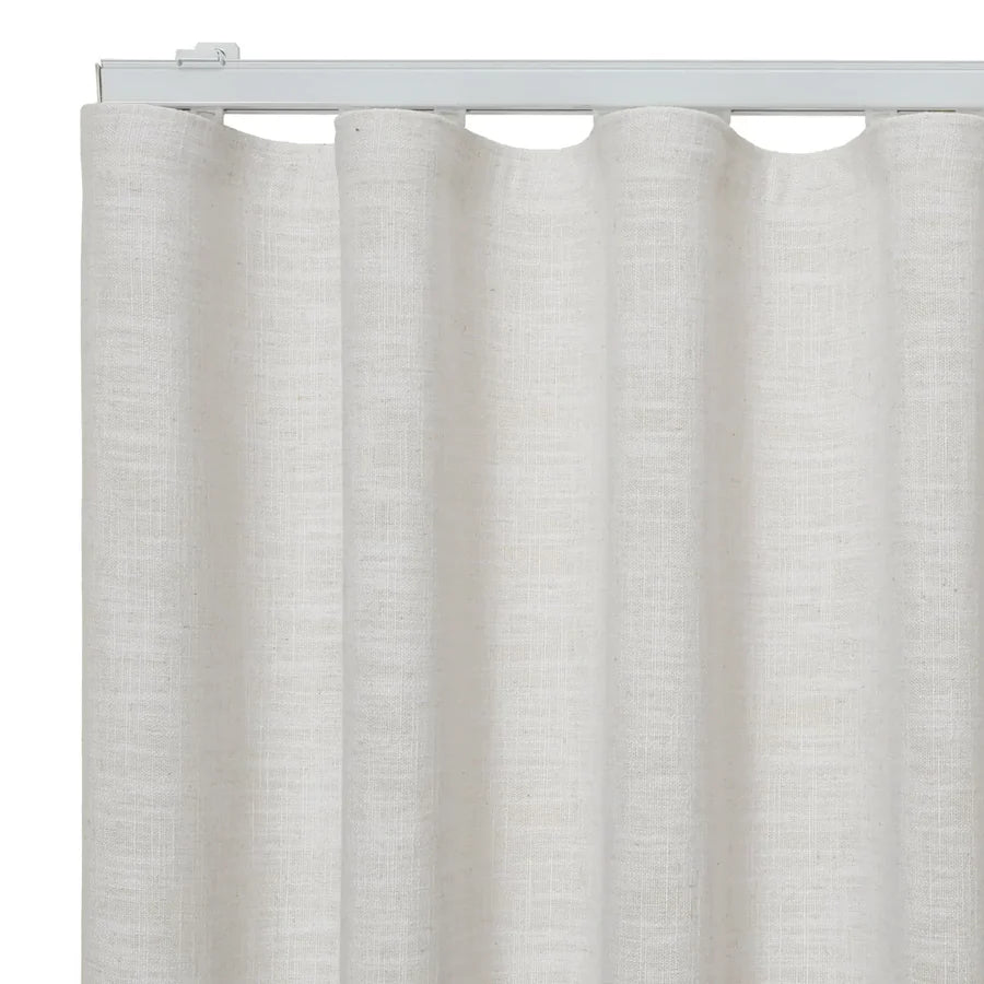 Sunny Linen Blackout Ripple Fold Curtain with Track Kit