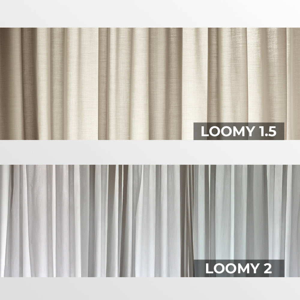 Loomy Linen Drape Pleate White Blackout Curtain, 3 Color