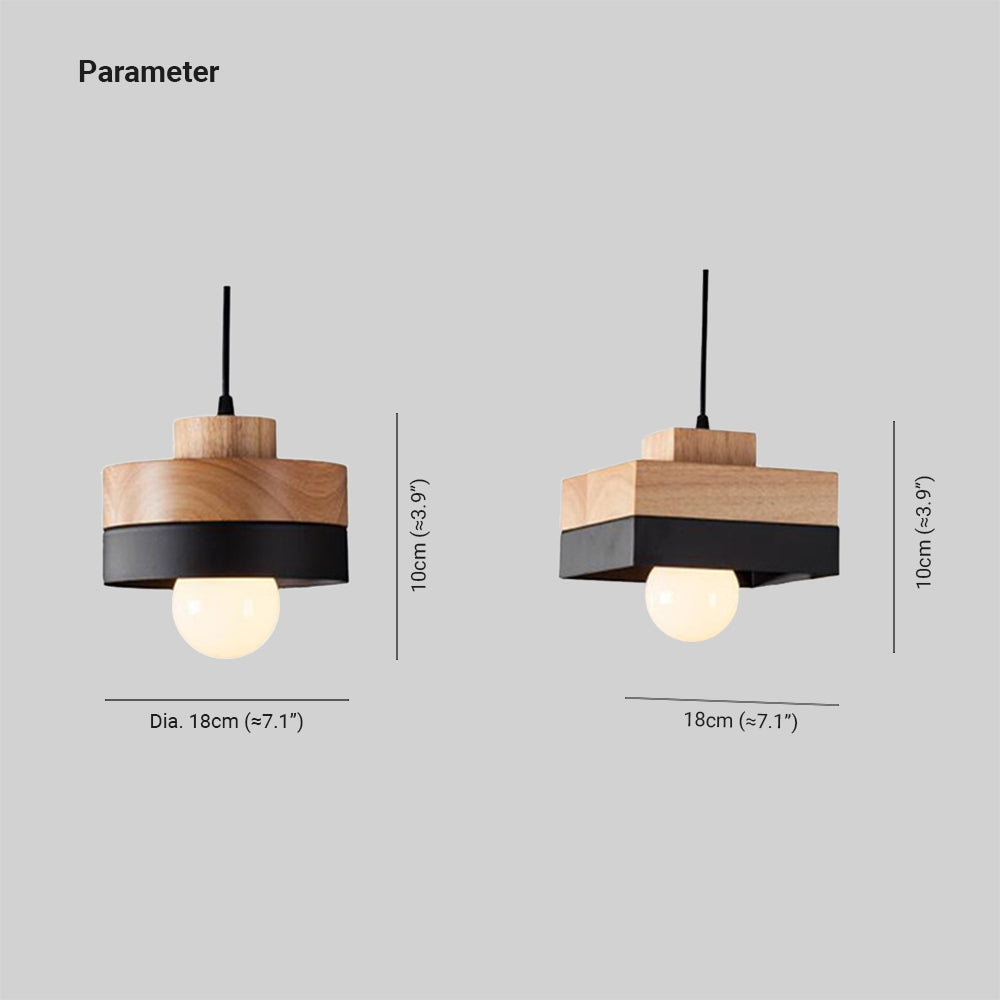 Morandi Minimalist Black & White Wood Geometric Pendant Light