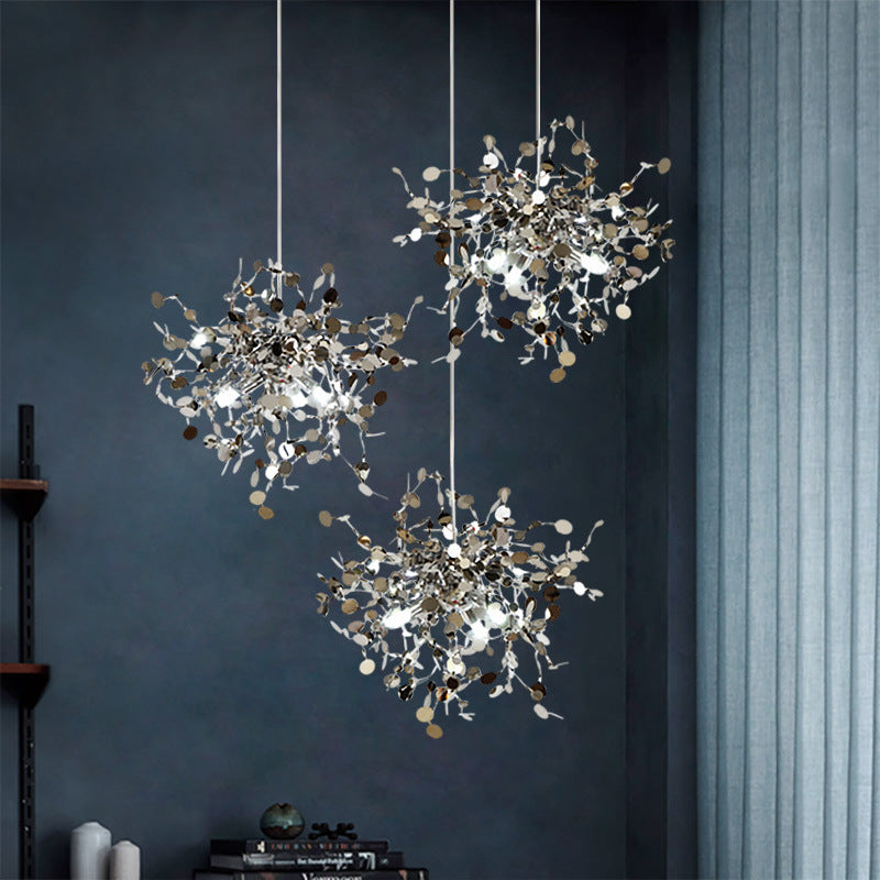 Olivia Artsy Classy Cluster Fireworks Pendant Light, Stainless steel