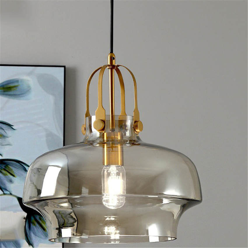 Hailie Modern Unique Shaped Pendant Light Glass Metal Living Room Dining Room