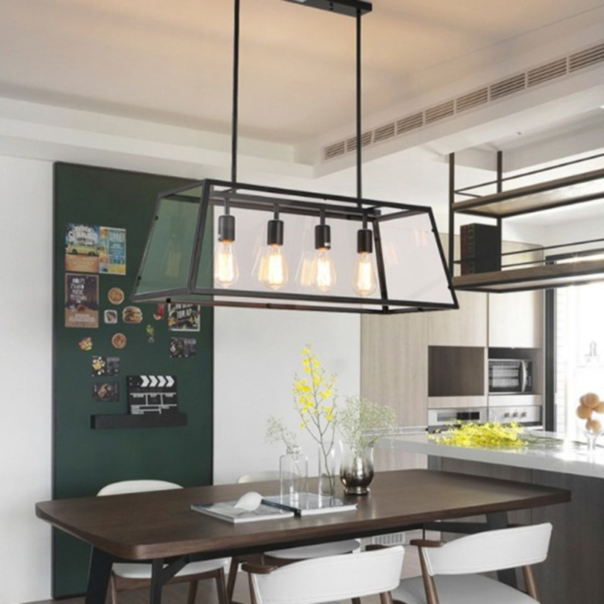Austin Industrial LED Modern Pendant Light Black/Glass Metal Kitchen/Bedroom/Living Room