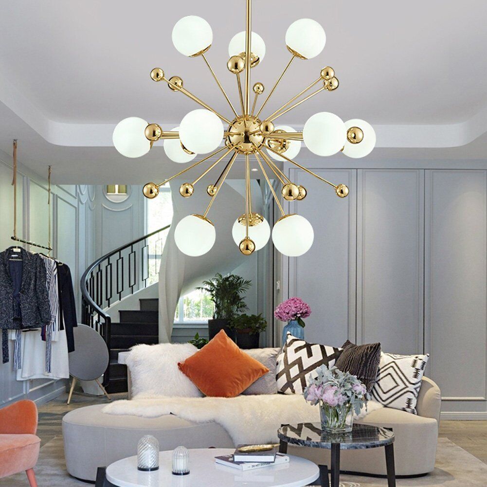 Valentina Nordic Firework LED Chandelier Golden Metal Living Room