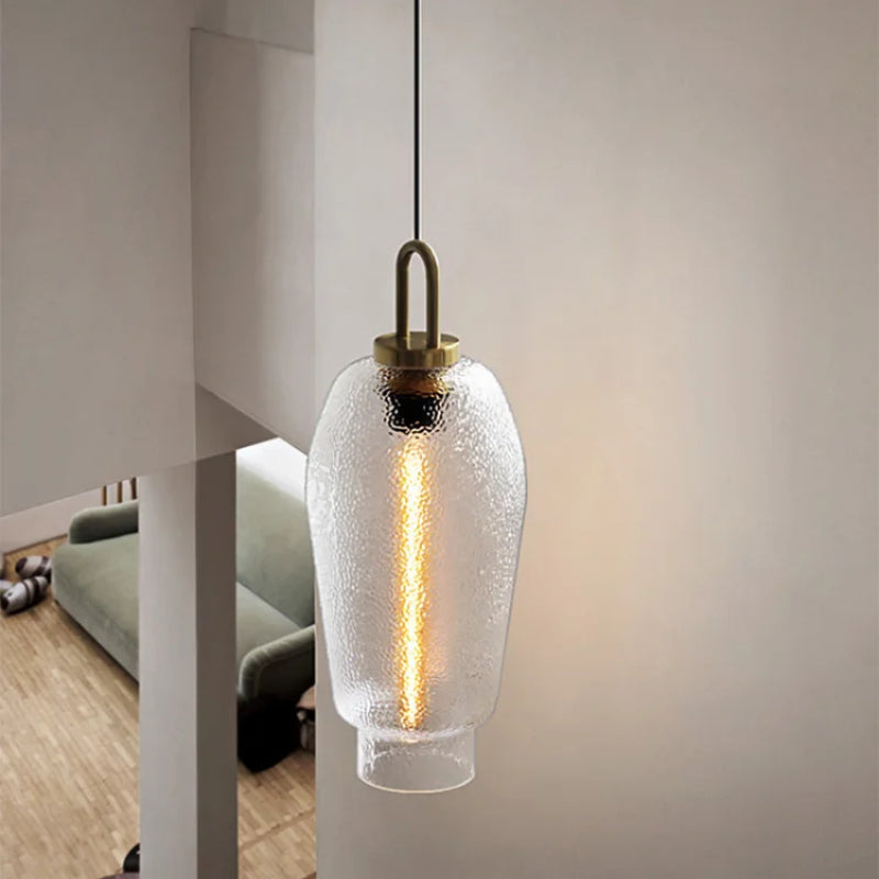 Hailie Minimalist Blown Frosted Clear Glass Pendant Light