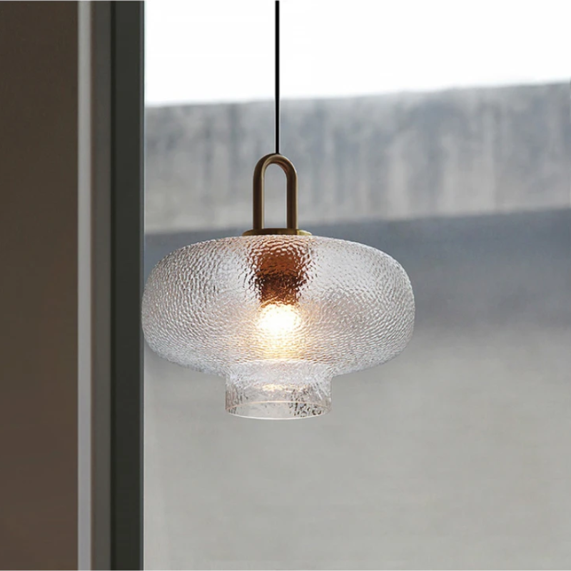 Hailie Minimalist Blown Frosted Clear Glass Pendant Light