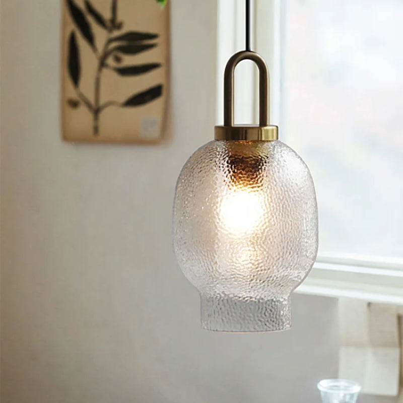 Hailie Minimalist Blown Frosted Clear Glass Pendant Light