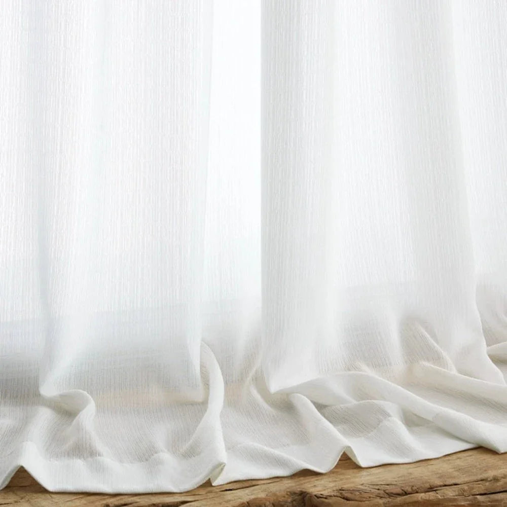 Vera Crepe Texture Semi Sheer Curtains Soft Top