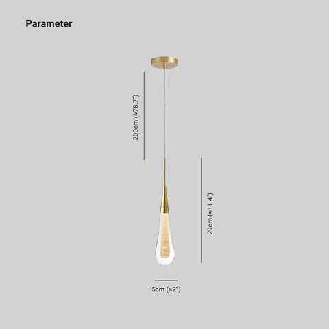 Kristy Pendant Light Crystal & Glass Droplet, Gold