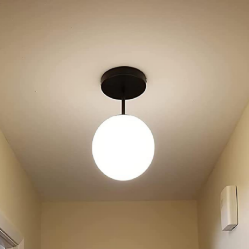 Valentina Simple Spherical LED Semi-Flush Mount Ceiling Light, Gold & Black