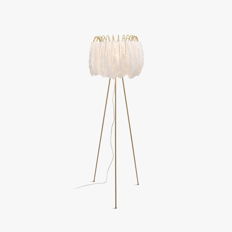 O'Moore Artistic Tripod Feather Floor Lamp, White