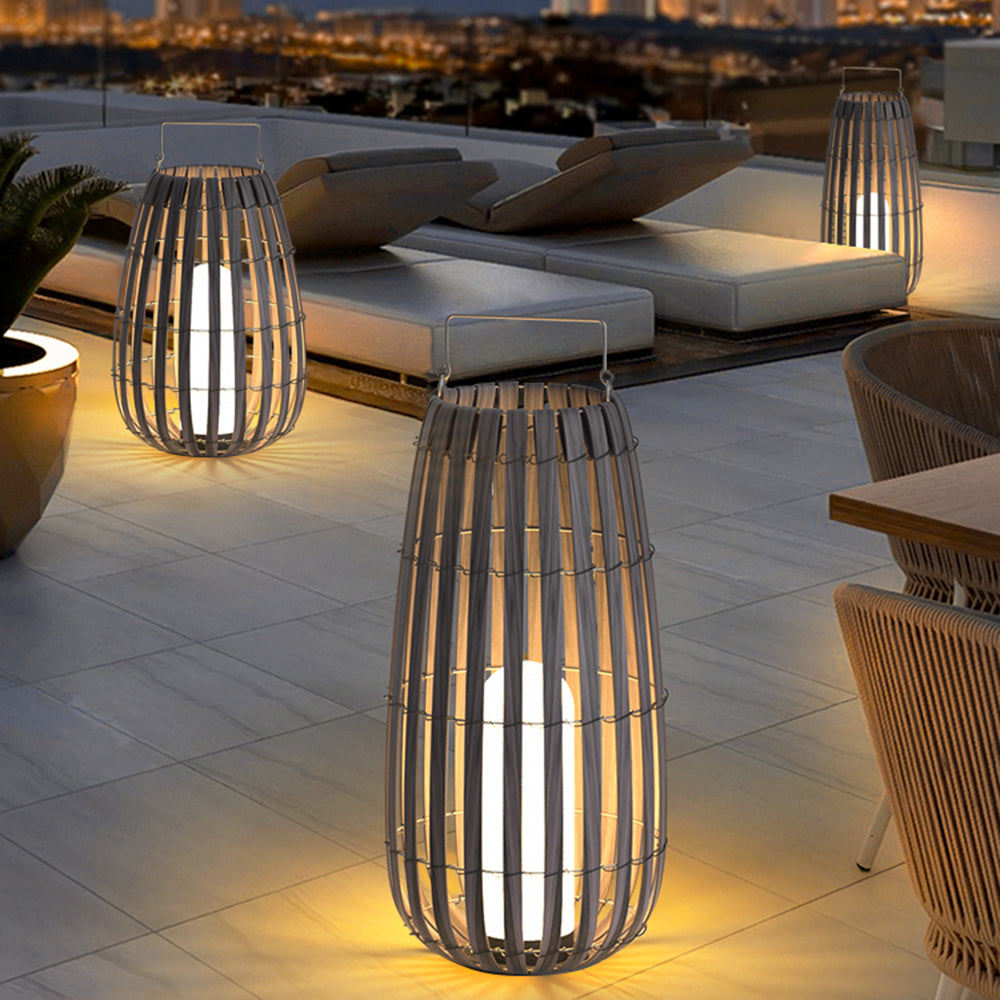 Muto Retro Lantern Solar/Rechargeable Outdoor Floor Lamp, Brown