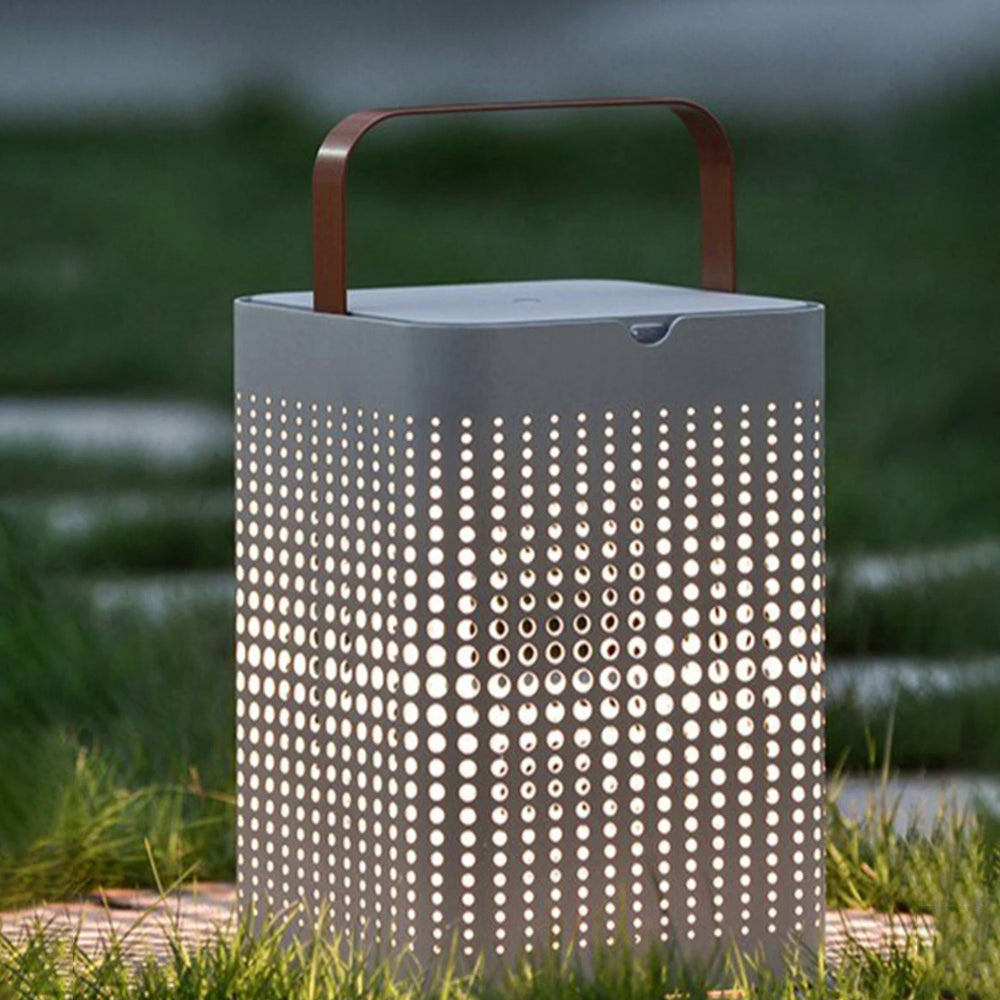 Orr Cuboid Solar/Rechargeable Outdoor Floor Lamp, Beige