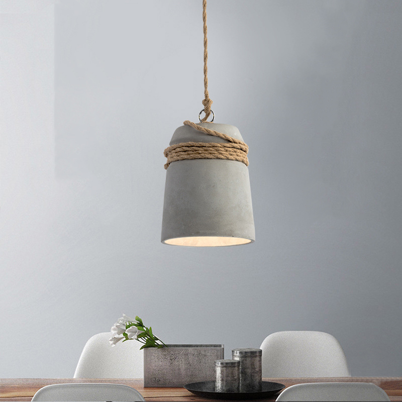 Zaid Industrial Cement Cylinder Rope Pendant Light