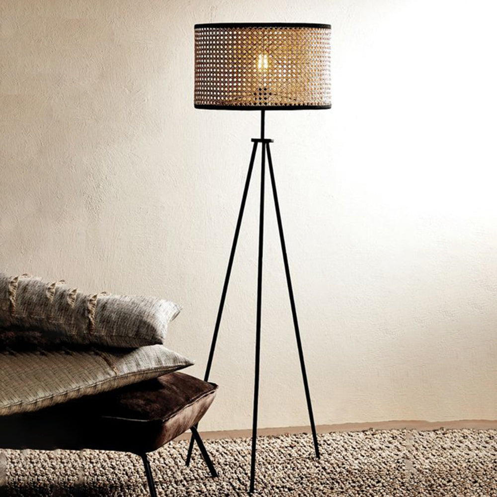 Ritta Natural Tripod Floor Lamp, Rattan/Willow Weave