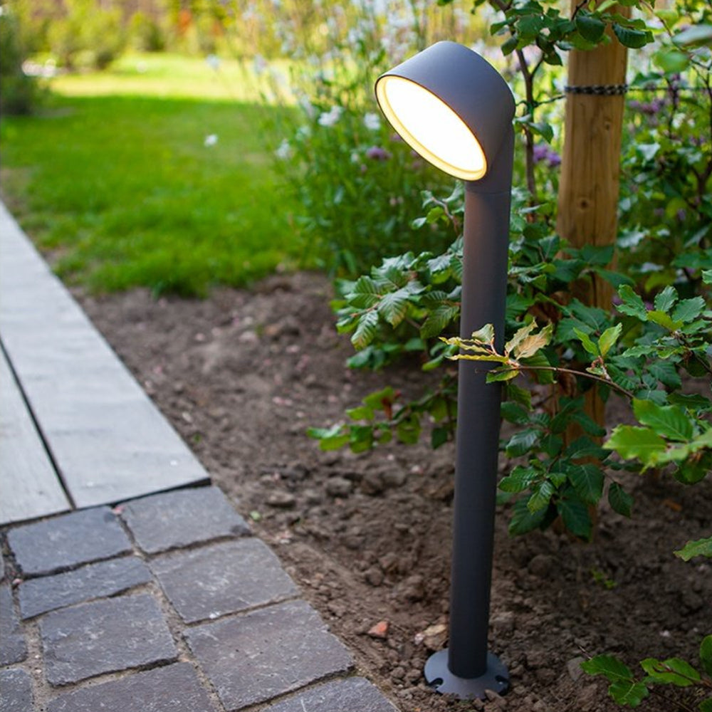 Pena Modern Metal Cylinder Outdoor Path Light, Black