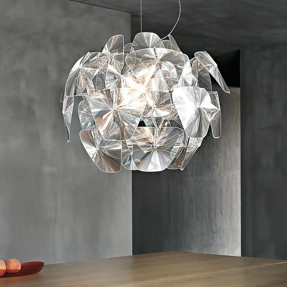 Bella Unique Diamond Flower Metal Pendant Light, Living Room
