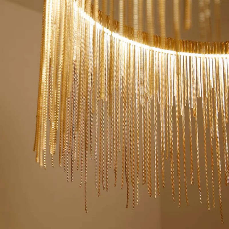 Arisha Colon Tassel Chain Art Deco Pendant Light Silver/Gold Living Room/Hall