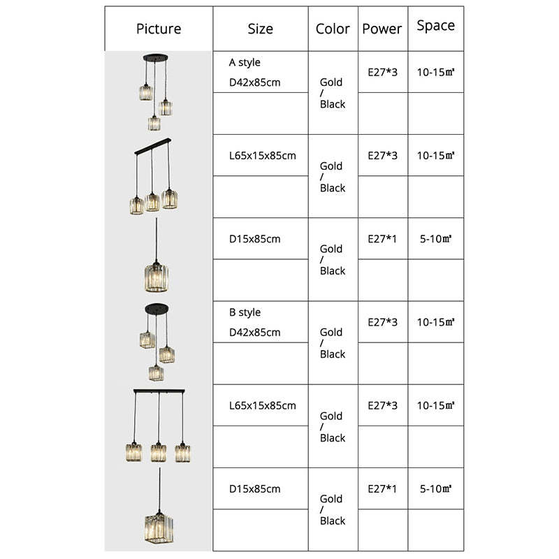 Herbert Modern Cluster Cylinder Glass Pendant Light, Black/Gold