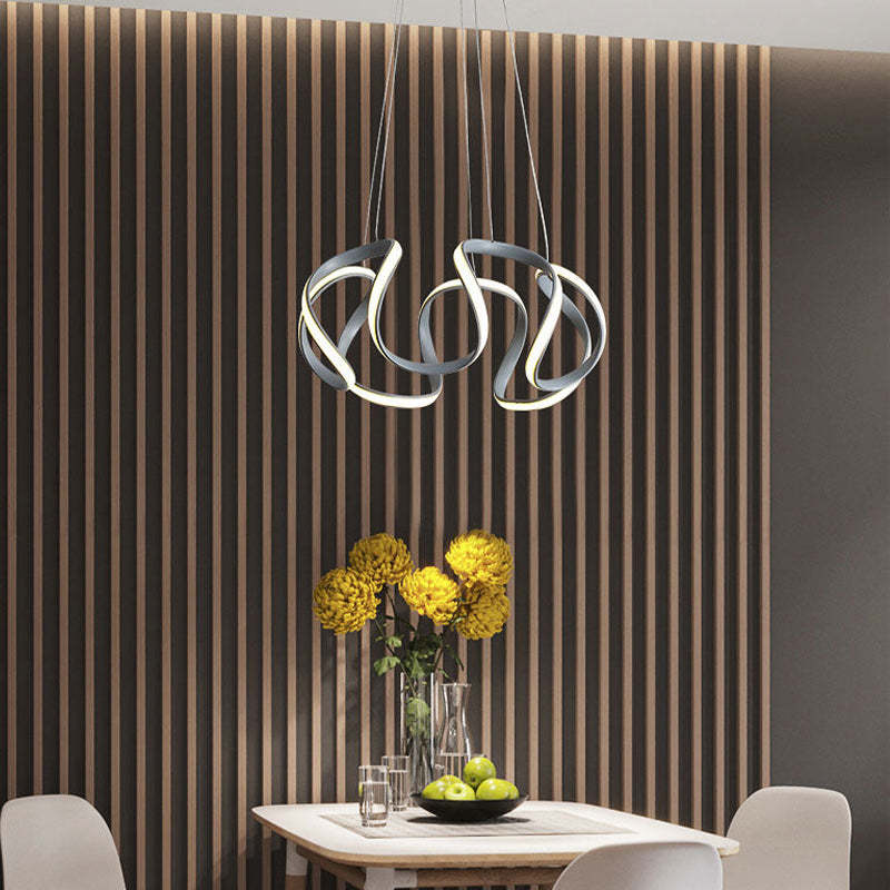 Louise Modern Irregular Flower Metal/Silicone Pendant Light, 3 Colors