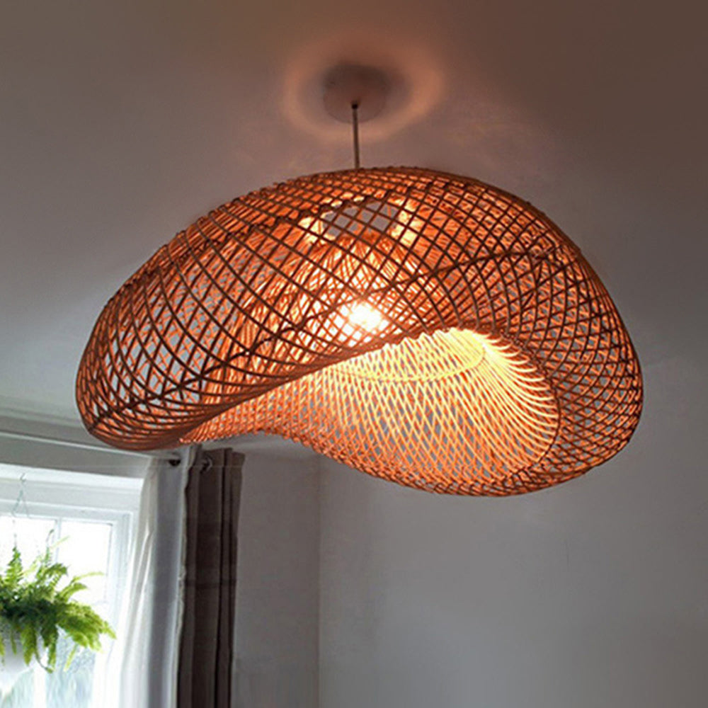 Muto Rustic Boho Rattan Pendant Light, Living Room