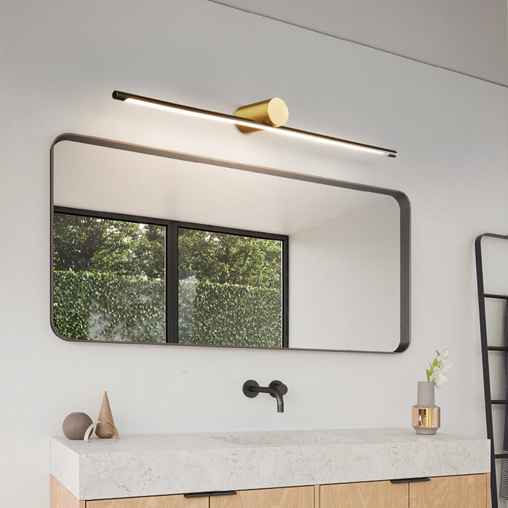 Leigh Minimalist Linear Acrylic Wall Lamp Mirror Front Vanity Light, Black/Gold