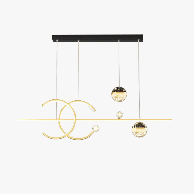 Madina Luxury Globe Metal/Glass Pendant Light, Black/Gold