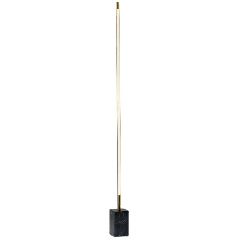 Edge Minimalist Linear Floor Lamp, Black/Gold, Metal/Marble