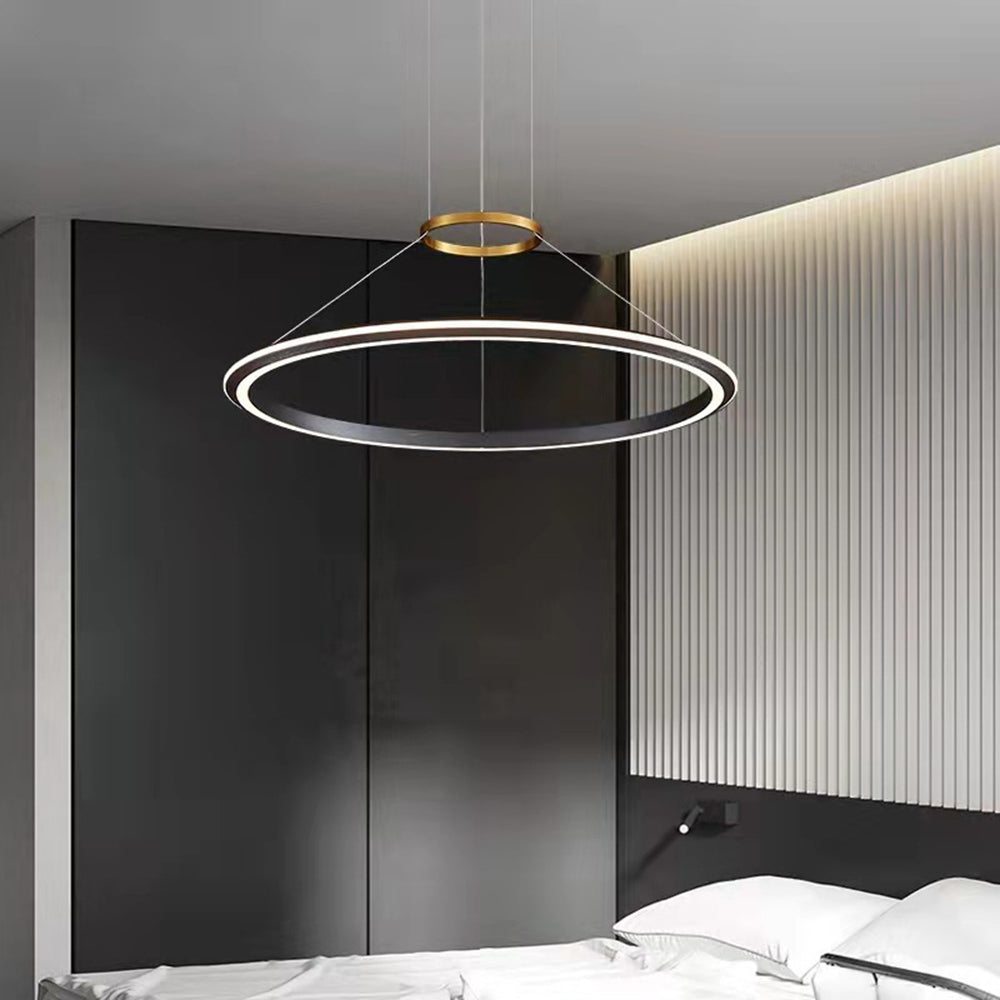 Arisha Minimalist Ring Metal Pendant Light, Black