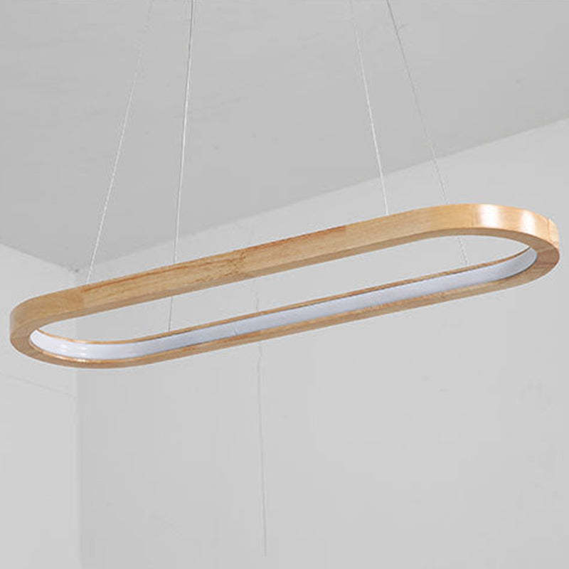 Ozawa Contemporary Oval Wooden Pendant Light, 23.6"/35.4"