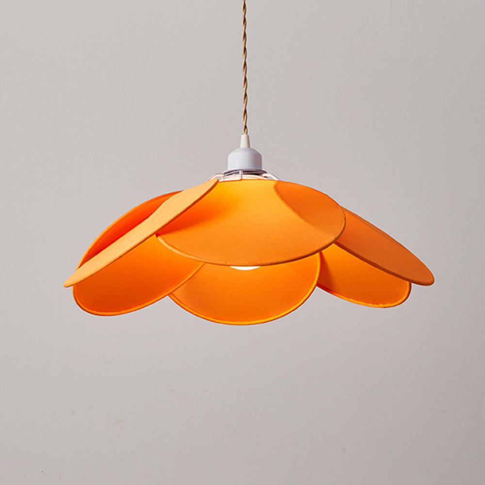 Renée Minimalist Fabric Flower Pendant Light, Orange/Brown/Beige