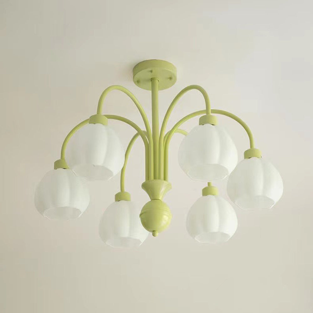 Lily Modern Pumpkin Metal Pendant Light,Green