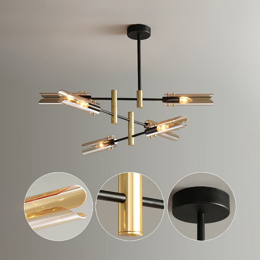 Sanna Modern Metal/Glass Semi-Flush Mount Ceiling Light, Gray/Amber