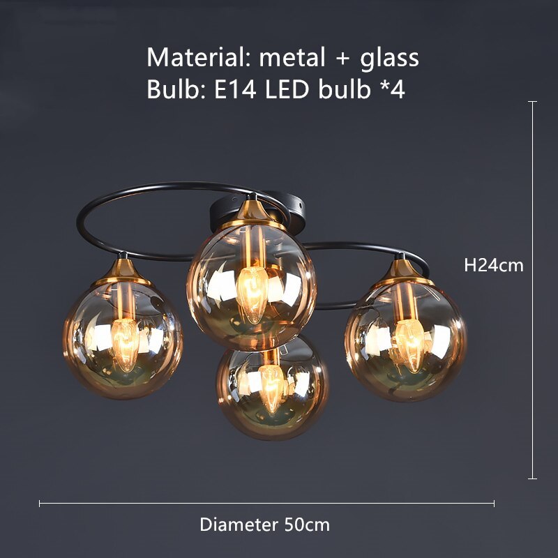 Valentina Nordic Bubble Glass Ceiling Light, Gray/Amber