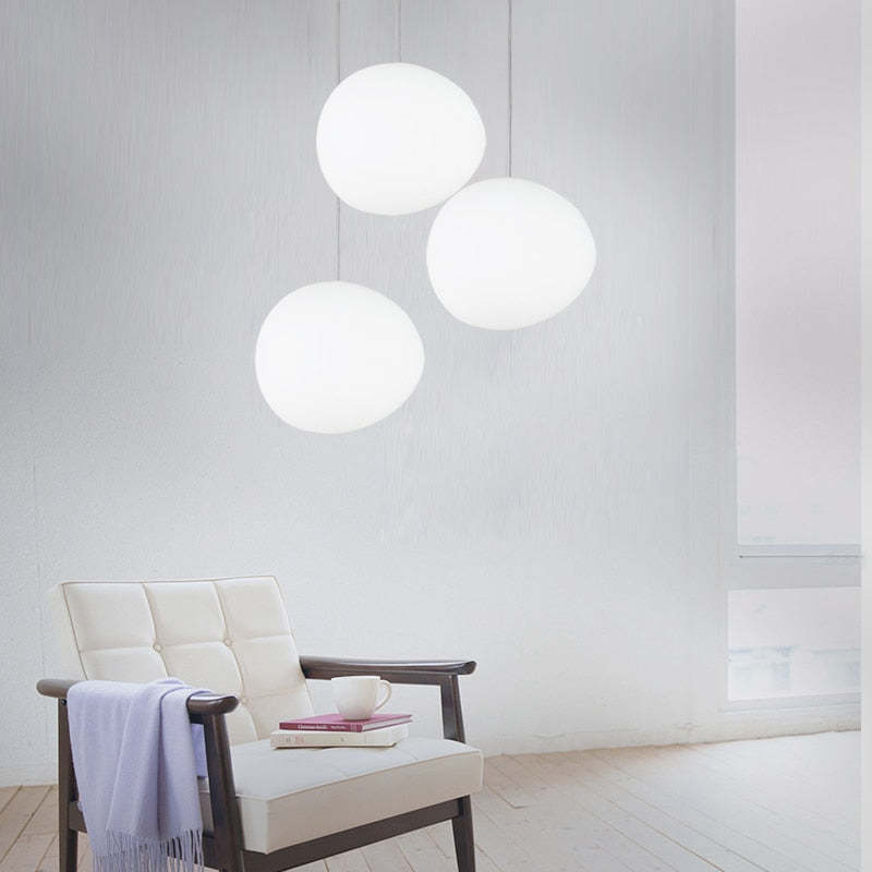 Hailie Sleek Minimalist Floating  Egg-shaped Glass Pendant Light