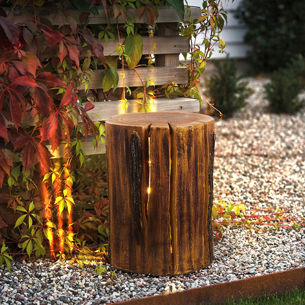 Orr Natural Column Wood Outdoor Floor Lamp Table