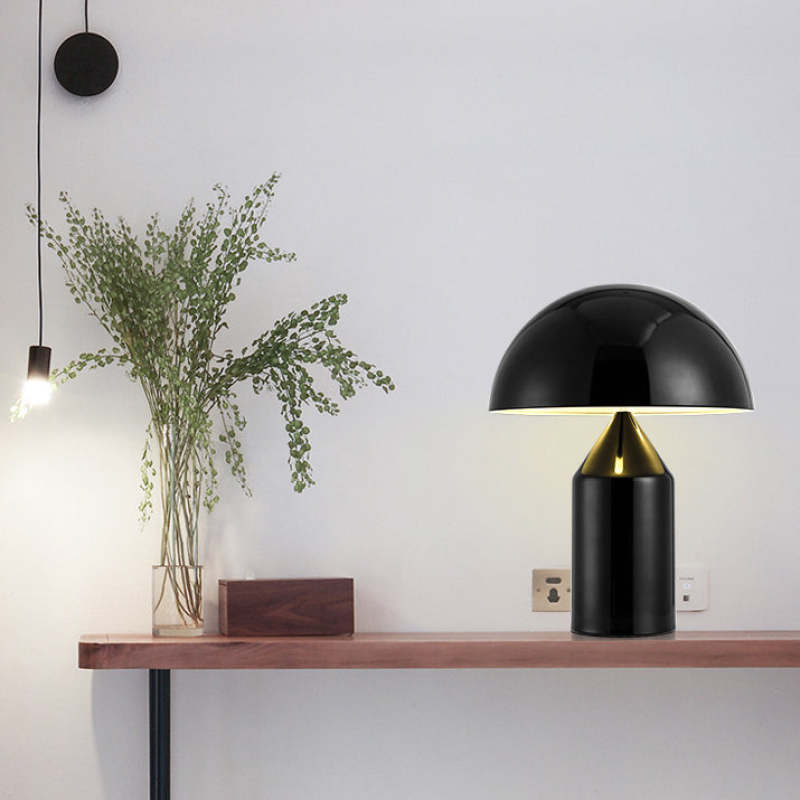 Salgado Table Lamp Mushroom Modern, Metal, Black/White/Gold, Dining room