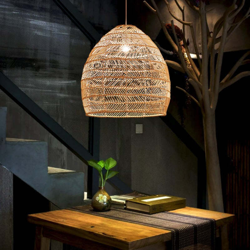 Rattan Bamboo Lampshade Hand Knitted Pendant Light