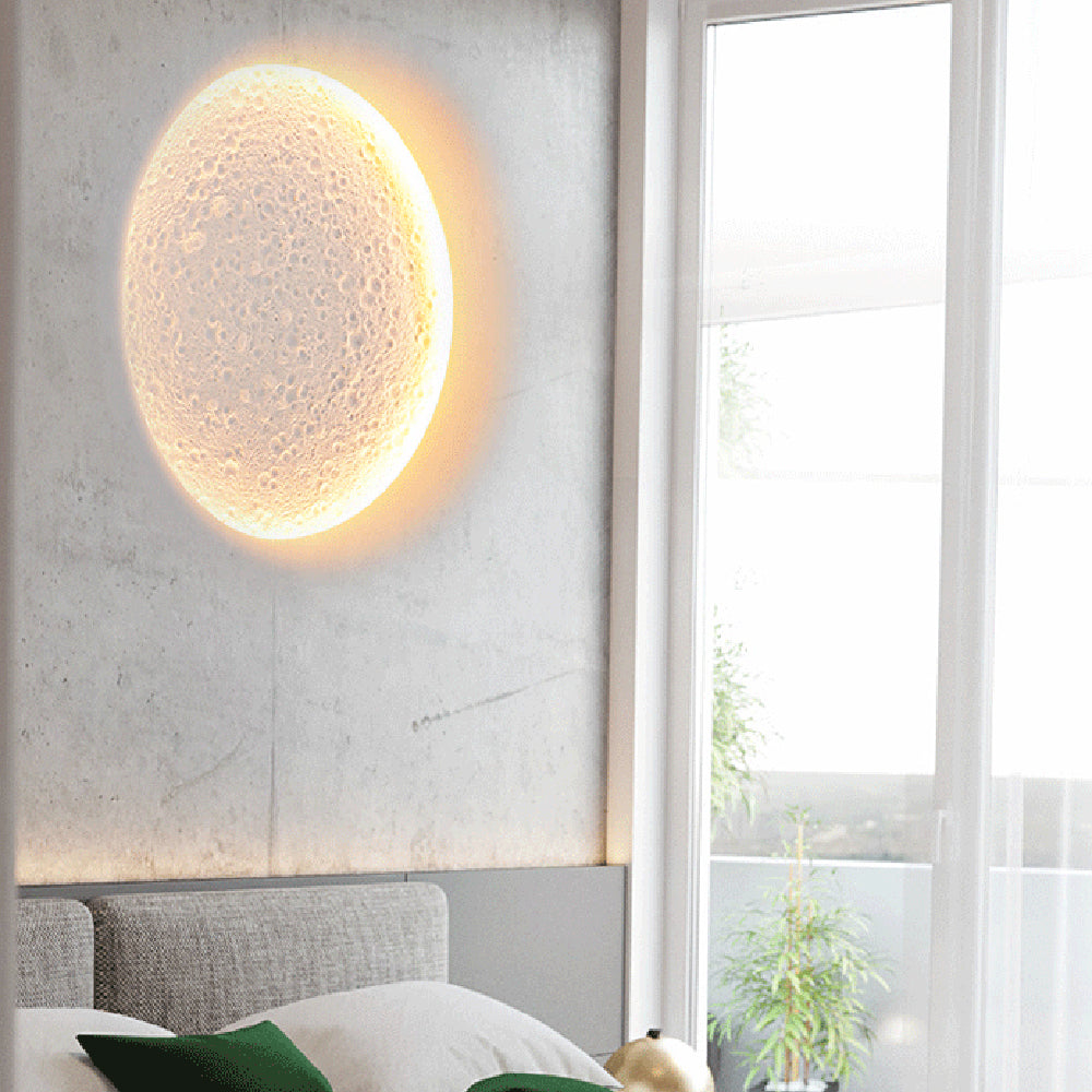Elif Decorative Moon Metal/Gypsum Wall Lamp, White