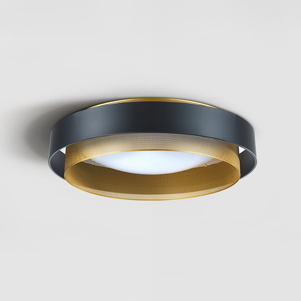 Quinn Modern Ring Metal/Acrylic Flush Mount Ceiling Light, White/Black