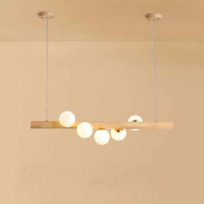 Valentina Glass Bubble Pendant Light Wood/Walnut