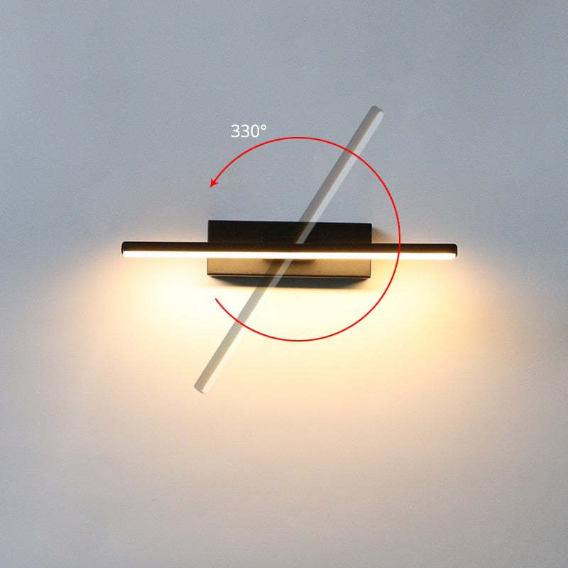 Edge Rotatable Wall Lamp for Bedroom, Black/White