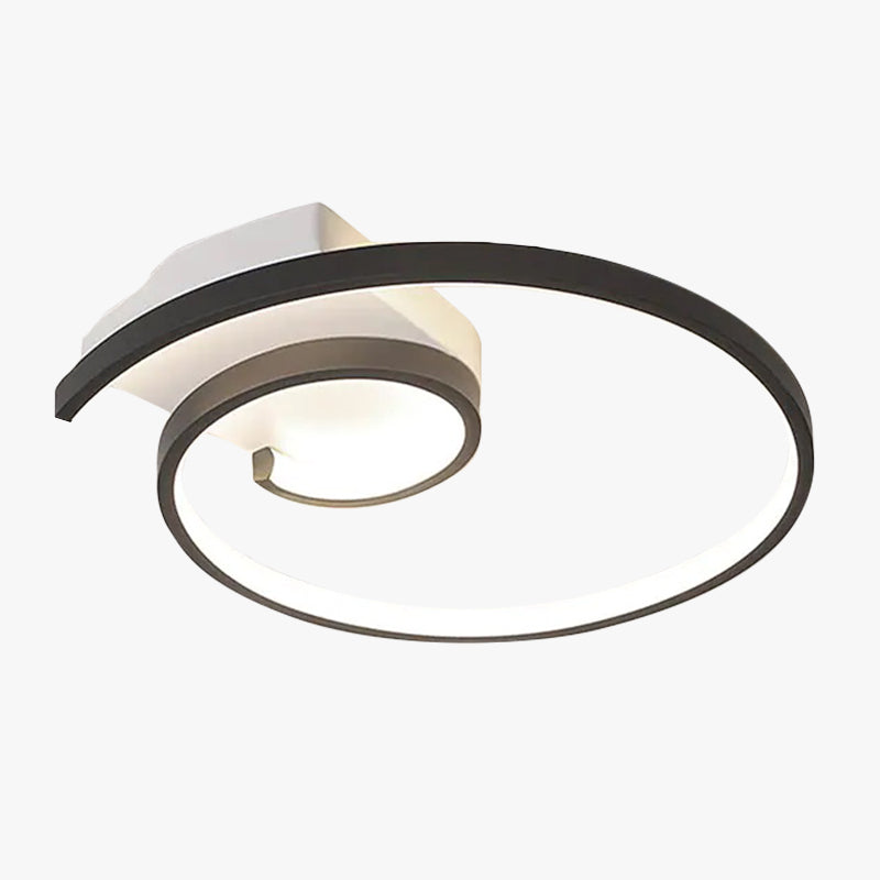 Lacey Modern Spiral Shaped Metal Ceiling Light, Black/White