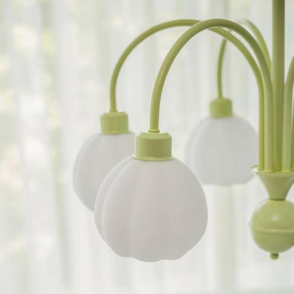 Lily Modern Pumpkin Metal Pendant Light,Green