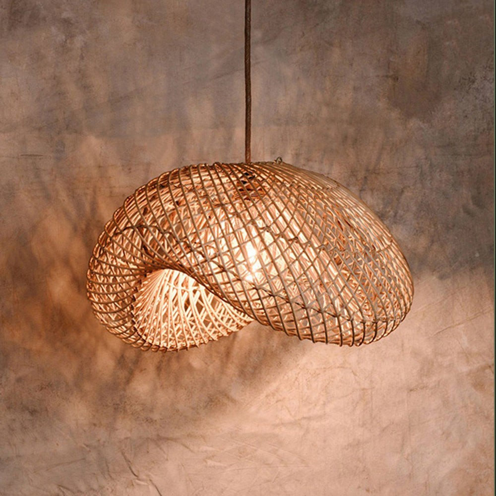 Muto Rustic Boho Rattan Pendant Light, Living Room